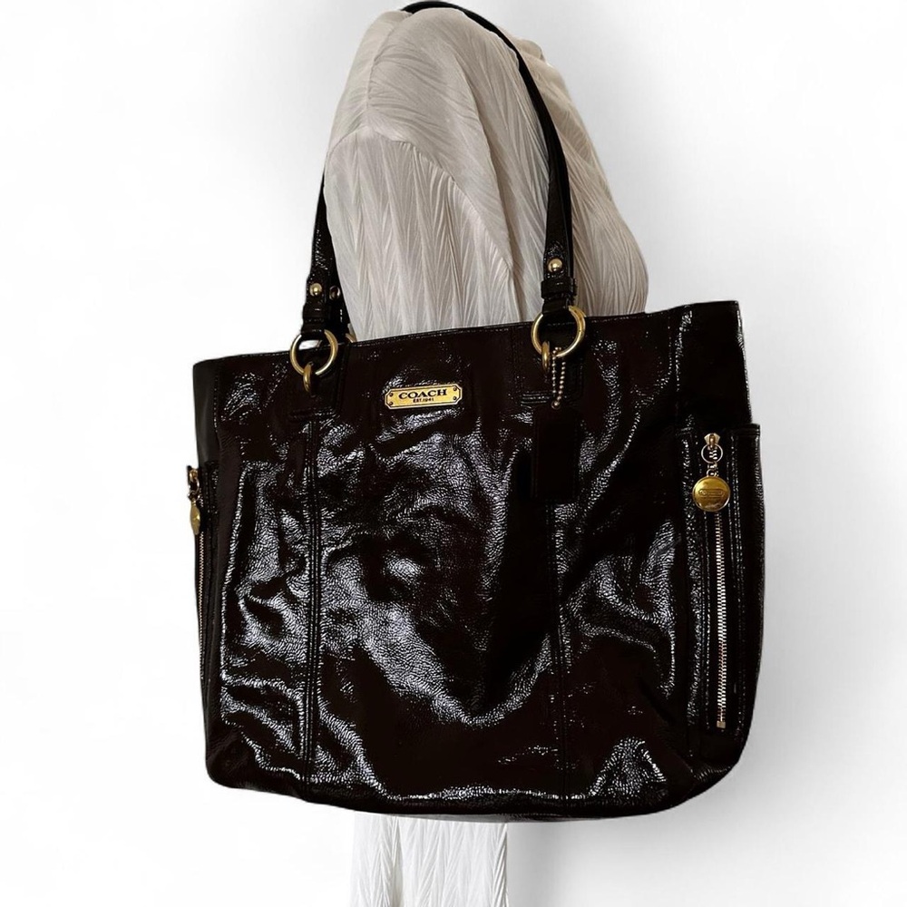 Coach Shiny Black Leather Tote